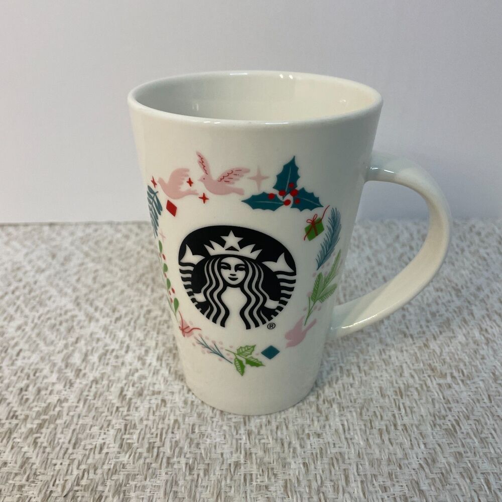 Starbucks Christmas Holiday Wreath Siren Logo Coffee Mug Cup 12oz